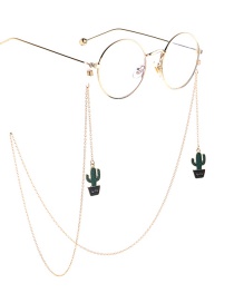 Fashion Gold Non-slip Metal Potted Cactus Glasses Chain