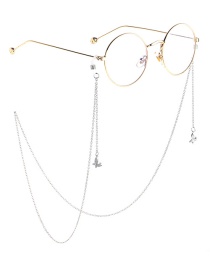Fashion Silver Non-slip Metal Zircon Butterfly Eyeglass Chain