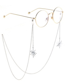 Fashion Silver Non-slip Metal Pearl Snowflake Glasses Chain