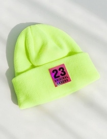 Fashion 23 Labeling Fluorescent Yellow Pointed 23 Labeling Knitted Wool Cap