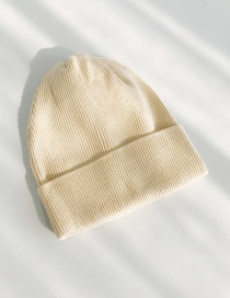 Fashion Light Board Thick Beige Double Cuff Knitted Sweater Cap
