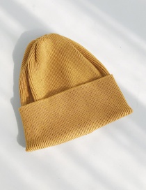 Fashion Light Board Thick Turmeric Double Cuff Knitted Sweater Cap