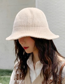 Fashion Thin Strip Of Chenille Beige Chenille Wool Cap