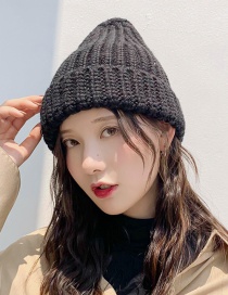 Fashion Large Blend Black Knitted Wool Cap