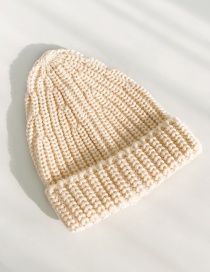 Fashion Large Blend Of Beige Knitted Wool Cap