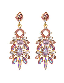 Fashion Pink Alloy Studded Geometric Earrings