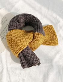 Fashion Two-color Stitching Turmeric + Dark Gray Stitched Two-tone Knit Short Scarf