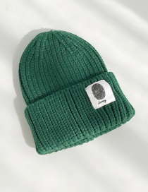 Fashion Handprinted Dark Green Cloth-knitted Baby Wool Hat