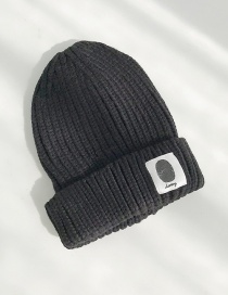 Fashion Handprinted Black Cloth-knitted Baby Wool Hat