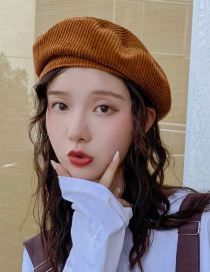 Fashion Overlapping Letter K Coffee Corduroy Beret