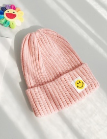 Fashion Patch Smiley Pink Patch Smiley Wool Cap