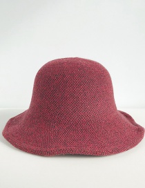 Fashion Two-tone Knit Wine Red Wool Knit Fisherman Hat