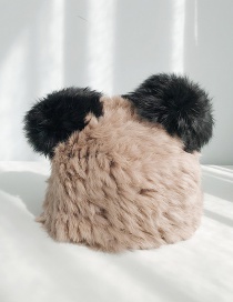 Fashion Rabbit Fur Panda Hat Khaki Cat Ear Knit Wool Cap