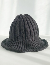 Fashion Thick Vertical Black Knitted Wool Foldable Striped Stretch Fisherman Hat