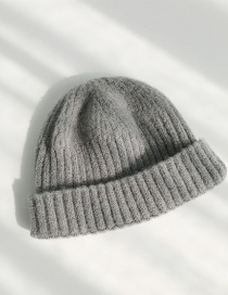 Fashion Short Mohair Grey Knitted Wool Cap
