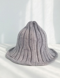 Fashion Wide Strip Knit Light Gray Striped Knit Wool Hat