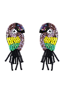 Fashion Brown Parrot Fringe Beads Earrings