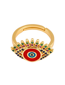 Fashion Red Oil Drop Copper Plated Eye Opening Ring