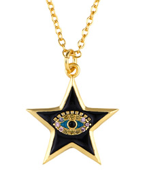 Fashion Black Pentagram Star Oil Necklace
