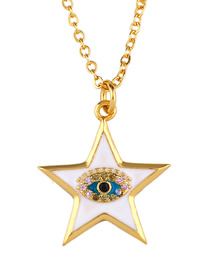 Fashion White Pentagram Star Oil Necklace