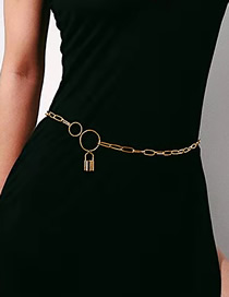 Fashion Gold Round Lock Geometric Chain Waist Chain