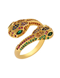 Fashion Snake Colored Zircon Snake Shaped Opening Ring