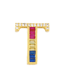 Fashion Golden T English Alphabet Set With Zircon Necklace