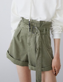 Fashion Armygreen Paper Bag Shorts