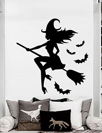 Adhesivo De Pared Kst-52 Halloween Witch Riding Broom