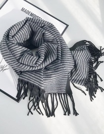 Fashion Solid Color Strip Double Sided Black Striped Double-faced Cashmere Scarf Shawl