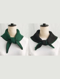 Fashion Double-sided Triangle Towel Dark Green + Black Double-knit Wool Scarf
