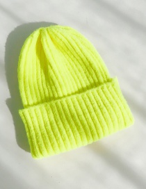 Fashion Mohair Fluorescent Yellow Knitted Wool Cap