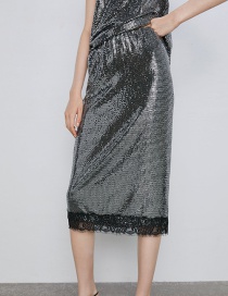 Fashion Silver Lace Sequin Skirt
