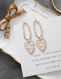 Fashion Elliptical Love  Silver Needle Irregular Transparent Love Pearl Earrings