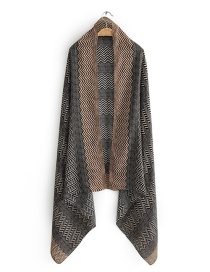 Coffee Color Wave Pattern Contrast Printed Scarf Shawl