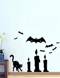 Fashion Multicolor Kst-38 Halloween Cat Bat Wall Sticker