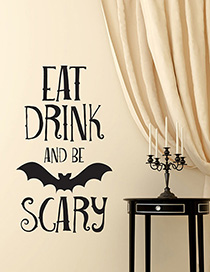 Fashion Multicolor Kst-11 Halloween Bat English Eat Drink Or Scary Wall Sticker