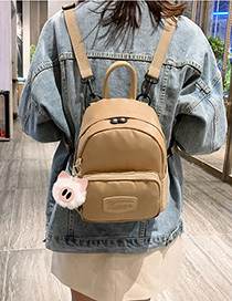 Fashion Khaki Splicing Frosted Label Nylon Cloth Backpack