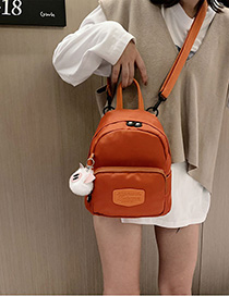 Fashion Orange Splicing Frosted Label Nylon Cloth Backpack