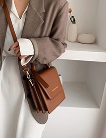 Fashion Brown Bronzed Letter Flip Shoulder Hand Crossbody Bag
