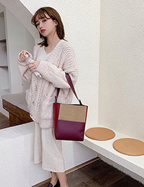 Fashion Khaki With Fuchsia Contrast Stitching Shoulder Bag