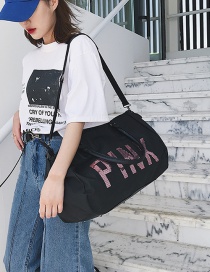Black Letter Pink Portable Bag