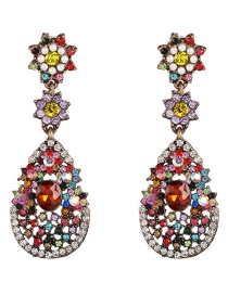 Fashion Color Drop-shaped Diamond Stud Earrings