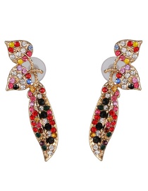 Fashion Color Zircon Earrings With Leaves