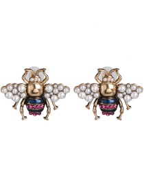 Fashion Gold Pearl Bee Earrings