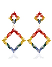 Fashion Color Contrast Diamond Shaped Diamond Earrings