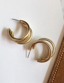 Fashion Gold Metal Multi-ring Plush Earrings