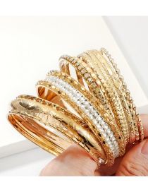 Fashion Gold Multi-layer Diamond Alloy Bracelet