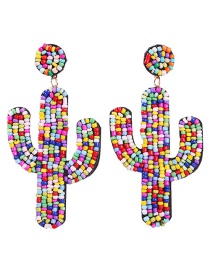 Fashion Color Rice Bead Cactus Earrings