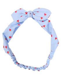 Fashion Light Blue Chiffon Dot Print Bow Tie